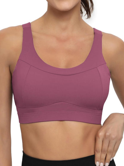 RUNNING GIRL High Impact Sports Bras for Women,Racerback Red Bra Workout Crop Tank Tops Longline Sports Bra Push up (WX2667 Pink,3XL)