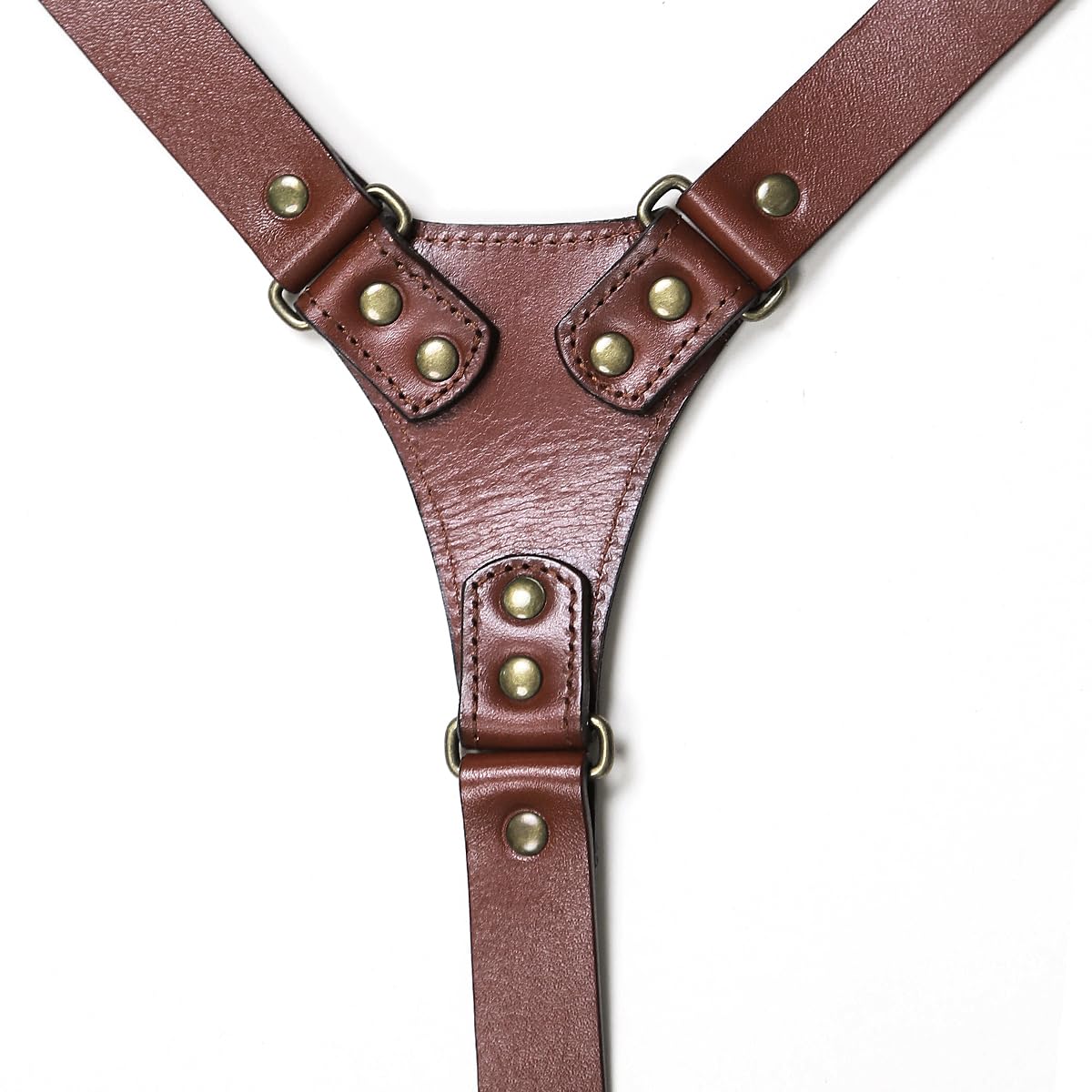 SILKSEA Leather Suspenders for Men Heavy Duty Y Back Adjustable Solid Brace Men's Big & Tall Suspenders for Dress Pants with Snap Clips Hooks, Brown