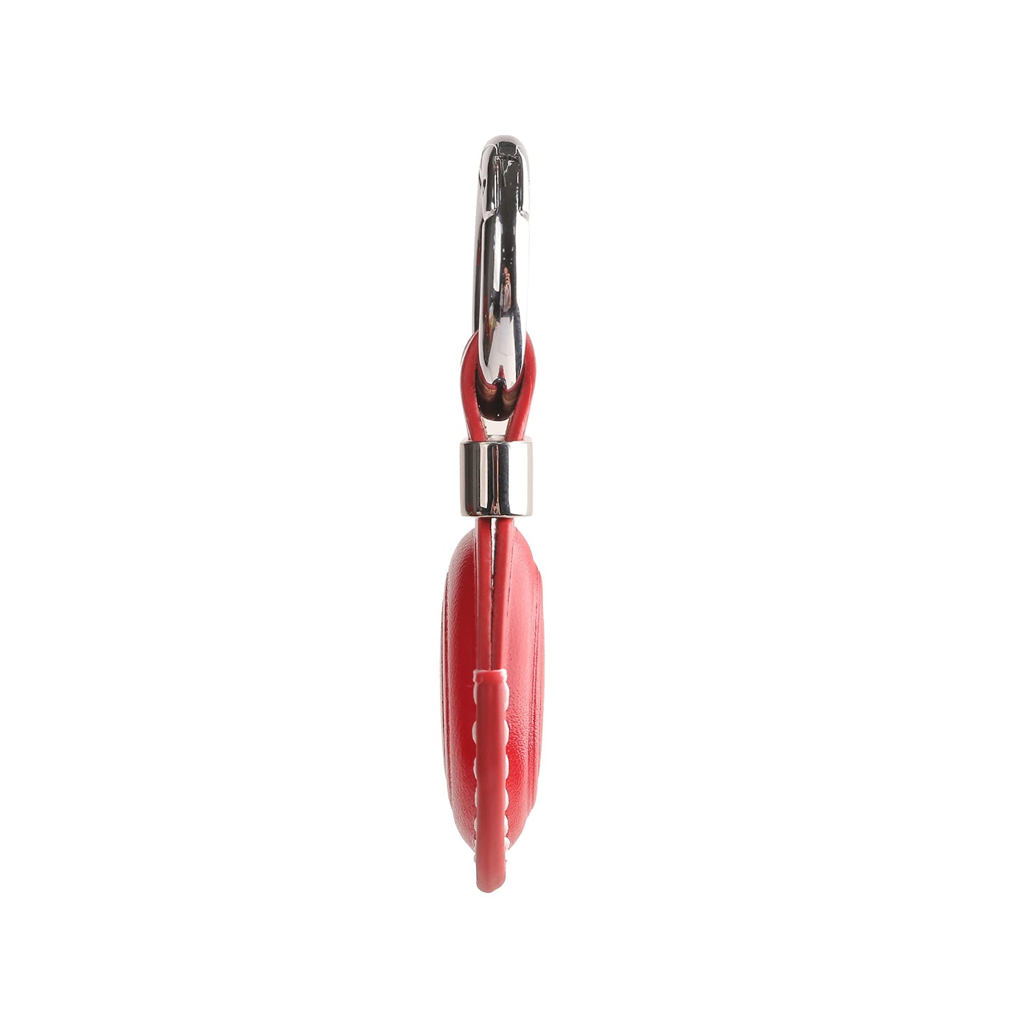 LQU Genuine Leather Keychain Holder Compatible with Airtag, Secure Air Tag Keychain Holder Case Cover Key Chain Ring Accessories for Air Tag - Red V2.0