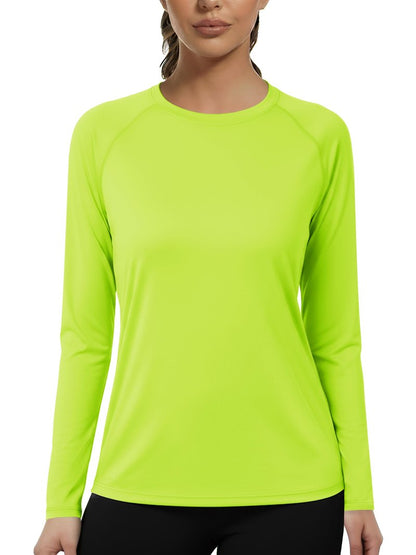 KINSWT Rash Guard for Women UPF 50+ Swim Shirt Long Sleeve Sun Protection UV Shirts Breathable Quick Dry Workout Tops,Green M