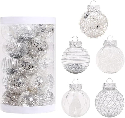 25Pcs Christmas Ornaments Sets 2.36” Christmas Ball Ornaments Christmas Tree Ornaments Shatterproof Xmas Balls Bulbs for Holiday Wedding Party Christmas Tree Decoration（Silvery White）