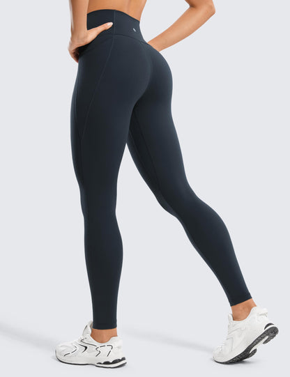 CRZ YOGA Womens Butterluxe Workout Leggings 28 Inches - High Waisted Gym Yoga Pants with Pockets Running Buttery Soft