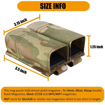 KRYDEX Double Pistol Mag Pouch Nylon 9mm with Quick Release Kydex Magazine Pouch Insert (Multicam)