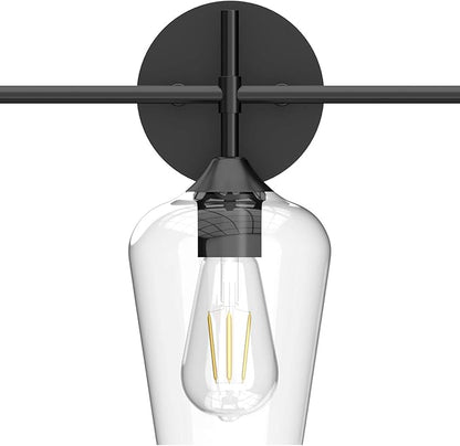 Ralbay Vintage Black Bathroom Vanity Light 5-Lights Industrial Matte Black Finish with Clear Glass Vanity Lights Farmhouse Bathroom Lighting fixtures