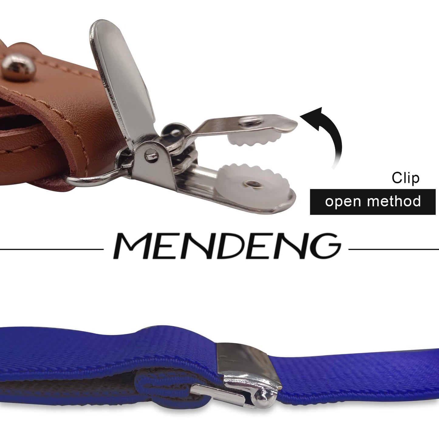 MENDENG Men's Suspenders Braces Leather Strap Father/Husband's Gift 6 Buttons