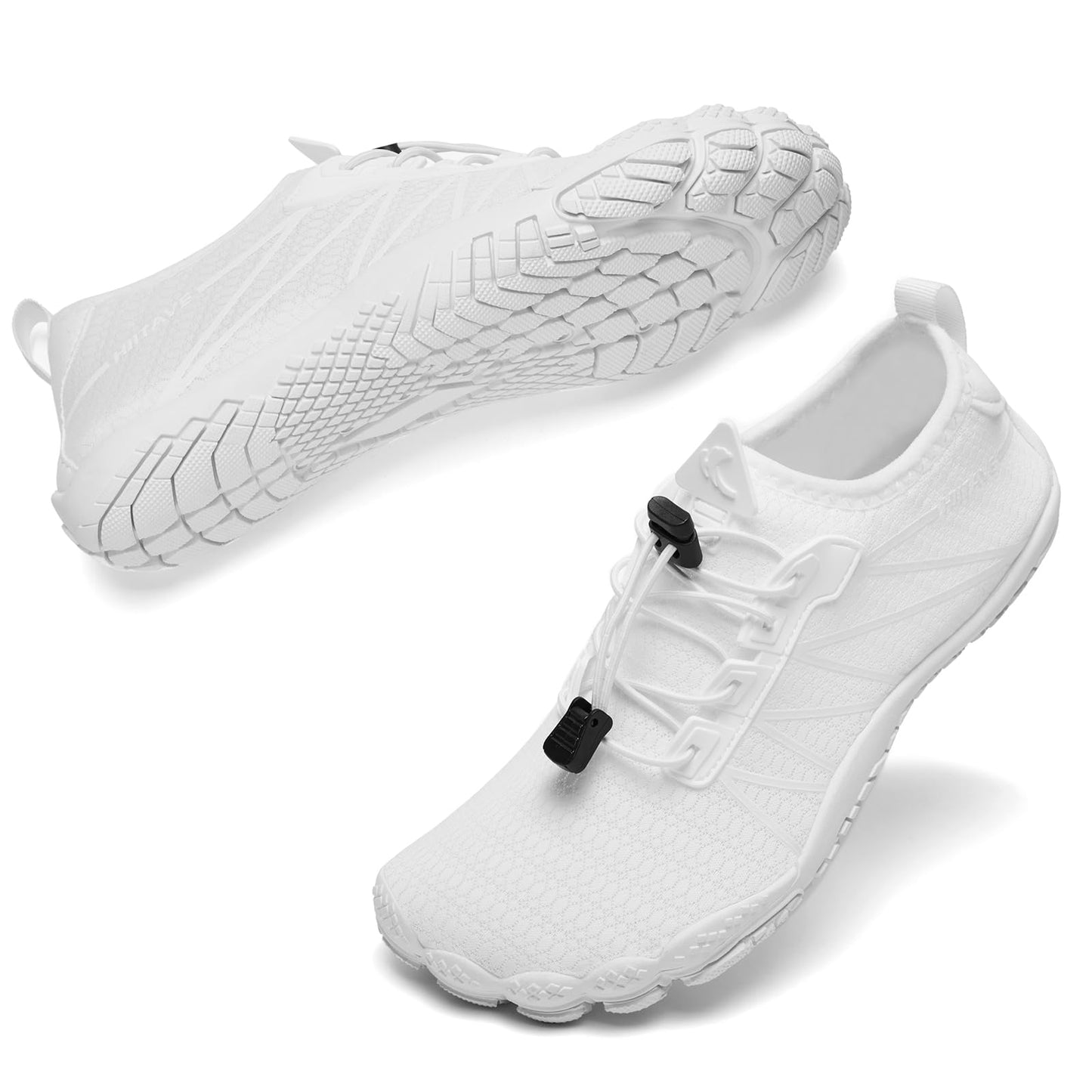 HIITAVE Women Water Shoes Quick Dry Barefoot Beach Shoes Aqua Sport Swim Surf Pool Hiking Diving Shoes All White 7 M US Women