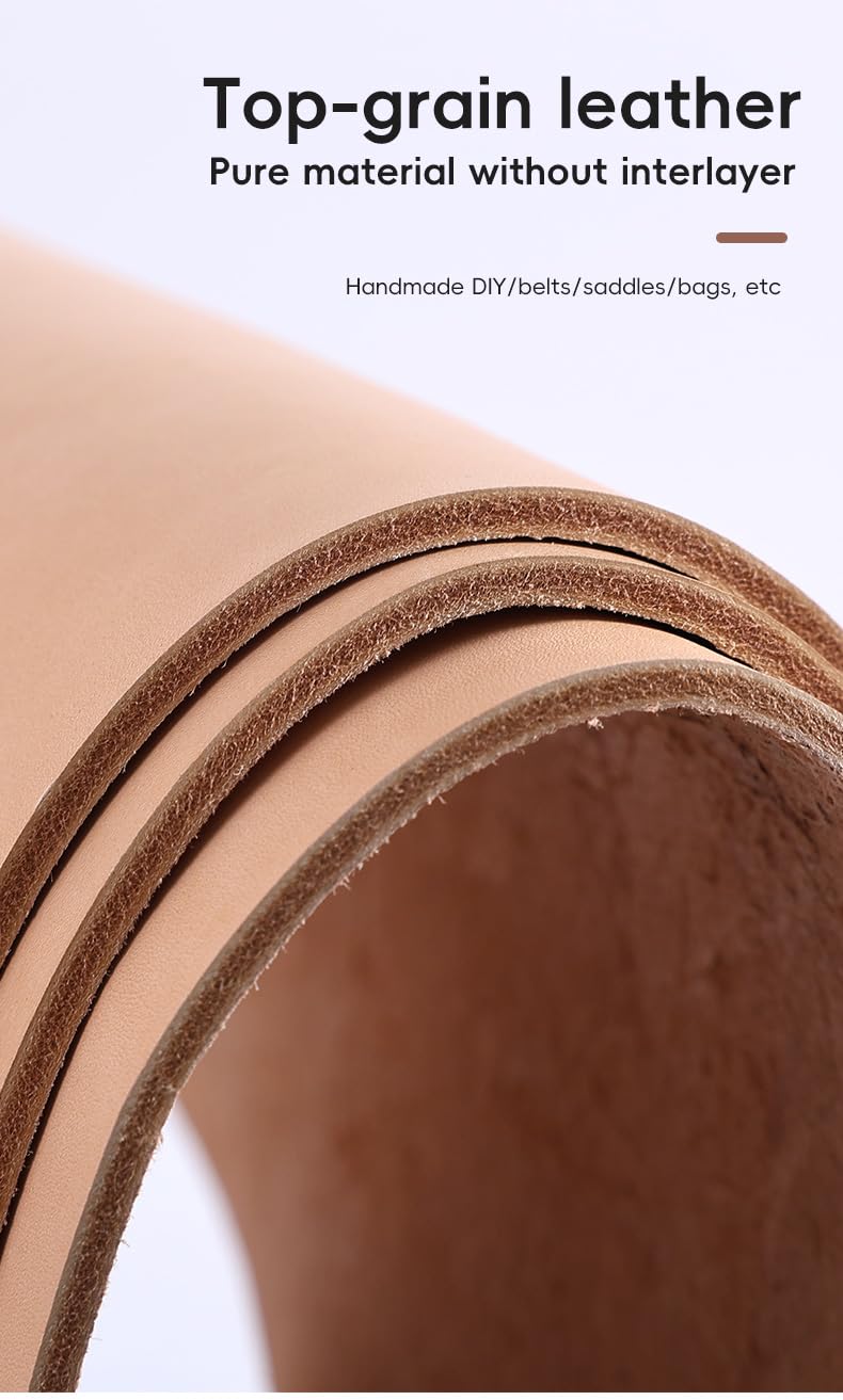 Vegetable Tanned Leather Sheet, Natural Veg Tan Top Grain Cowhide for Tooling, Carving, Stamping, Dyeing and Leathercraft, 1 Piece (1.7-2.0mm,12 * 12 inch)