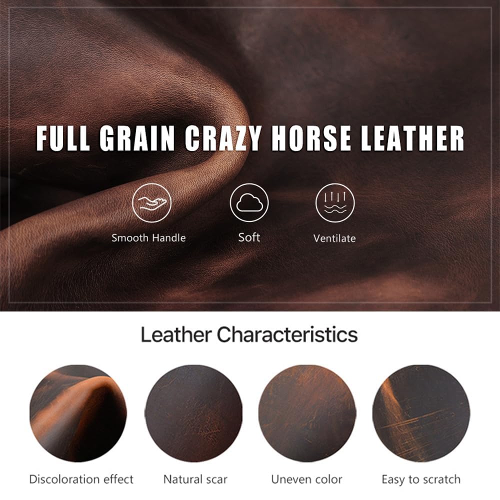 CONTACTS Crazy Horse Leather Cigar Case Travel Cigar Box 3 Slot Cigars Humidor Sleeve Portable Organizer by Handmade