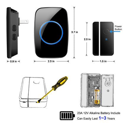 Door Chime When Door Opens, FullHouse Door Sensor Wireless Entry Alarm with 1000ft Range, 60 Chimes and 5 Volume Levels for Business/Store/Home/Office