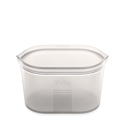 Zip Top Reusable Food Storage Bags | Medium Dish [Frost] | Silicone Meal Prep Container | Microwave, Dishwasher and Freezer Safe | Made in the USA
