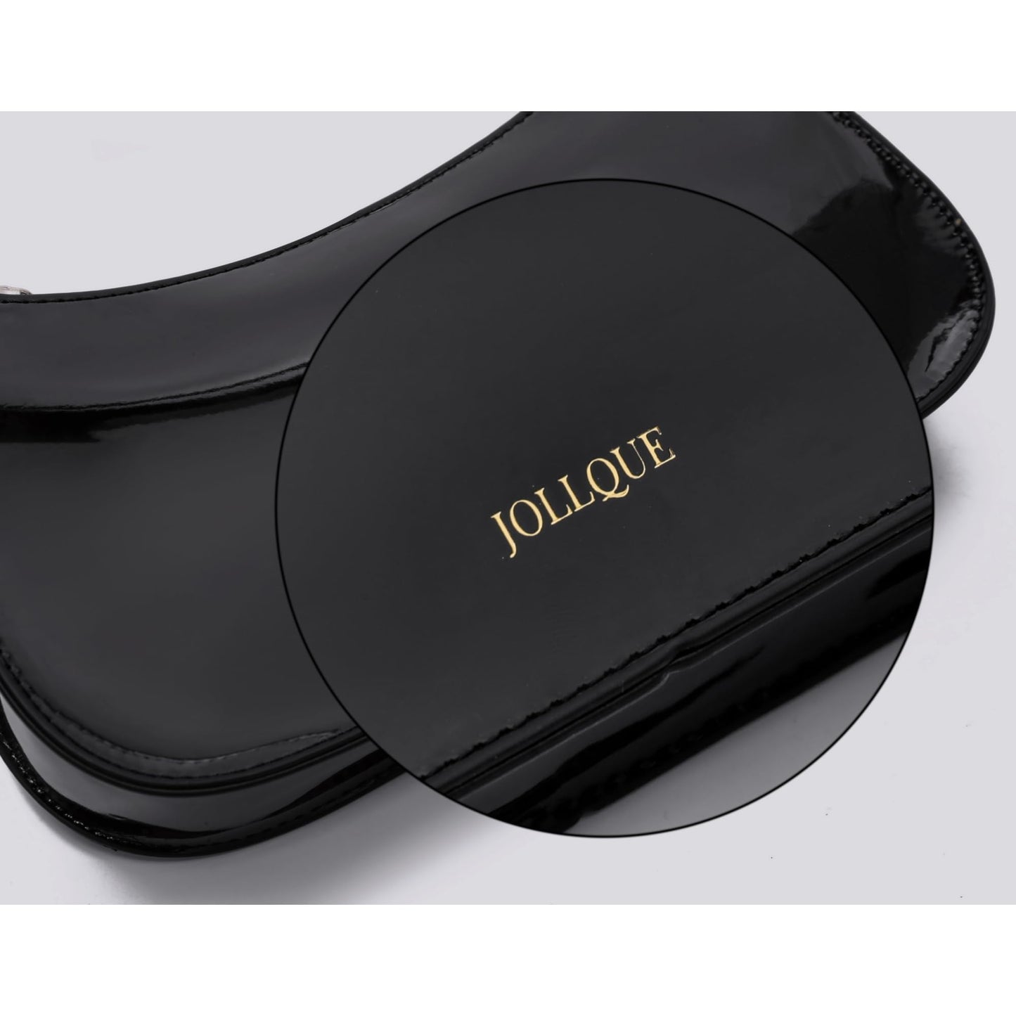 JOLLQUE Small Shoulder Bag for Women, Small Under the Arm Patent Leather Purses, Mini Purse Clutch Y2k Jelly Handbag Zipper Square Satchel Crossbody Bags(Black)