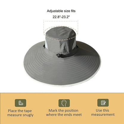 Leotruny Men Wide Brim Sun Hats UPF50+ Waterproof Breathable Bucket Hat for Fishing, Hiking, Camping (C04-light Grey)