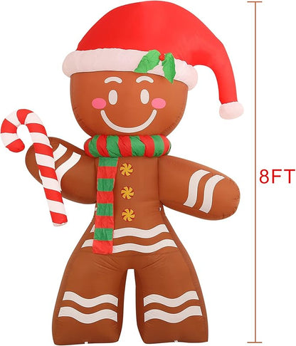 Onory 8 FT Christmas Inflatables Decoration Gingerbread Man with Built-in LEDs Blow Up Inflatables for Xmas Party Indoor Outdoor Yard Garden Lawn Décor