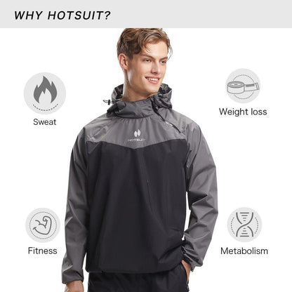 HOTSUIT Sauna Suit Men Weight Loss Gym Exercise Sweat Suits Workout Jacket, Gray, M