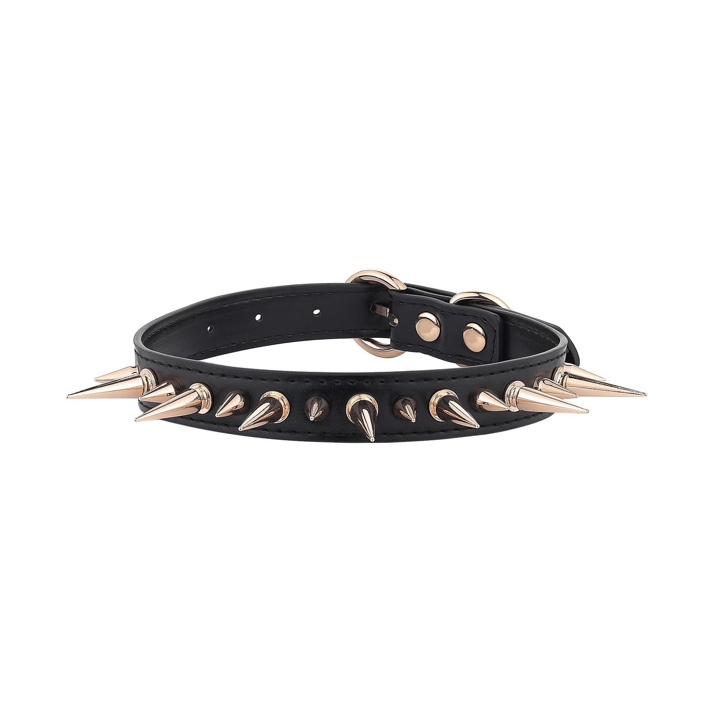 ADEMISHIA Punk Gothic Spiked Choker Necklace for Women, Adjustable Black Leather Collar for Women, Edgy Rock Jewelry for Halloween, Concerts