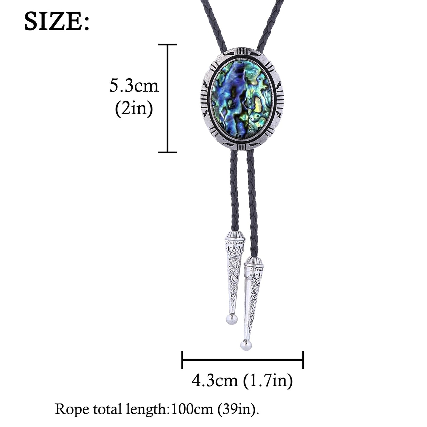 HUABOLA CALYN Bolo Tie for Men Women, Round Shape Abalone Shell Western Cowboy Bolo Ties, Native American Leather Necktie Costume Accessories