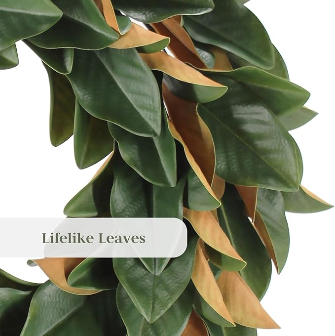 CG Hunter Holiday Collection Faux Wreath, Premium Artificial Indoor and Outdoor Large 30" Magnolia Leaf Christmas Wreath, Christmas Decorations and Holiday Greenery