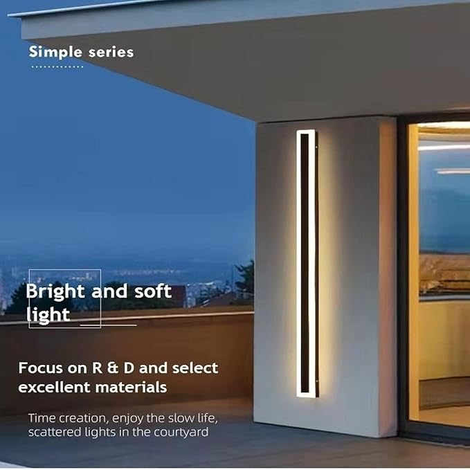 2 Pack-59INCH Long Outdoor LED Wall Lights,45W Waterproof IP65 Warm White led Wall Light Rectangular Black Wall Light,led Porch Lights Outdoor Wall Elegant Frosted White Acrylic Anti Rust