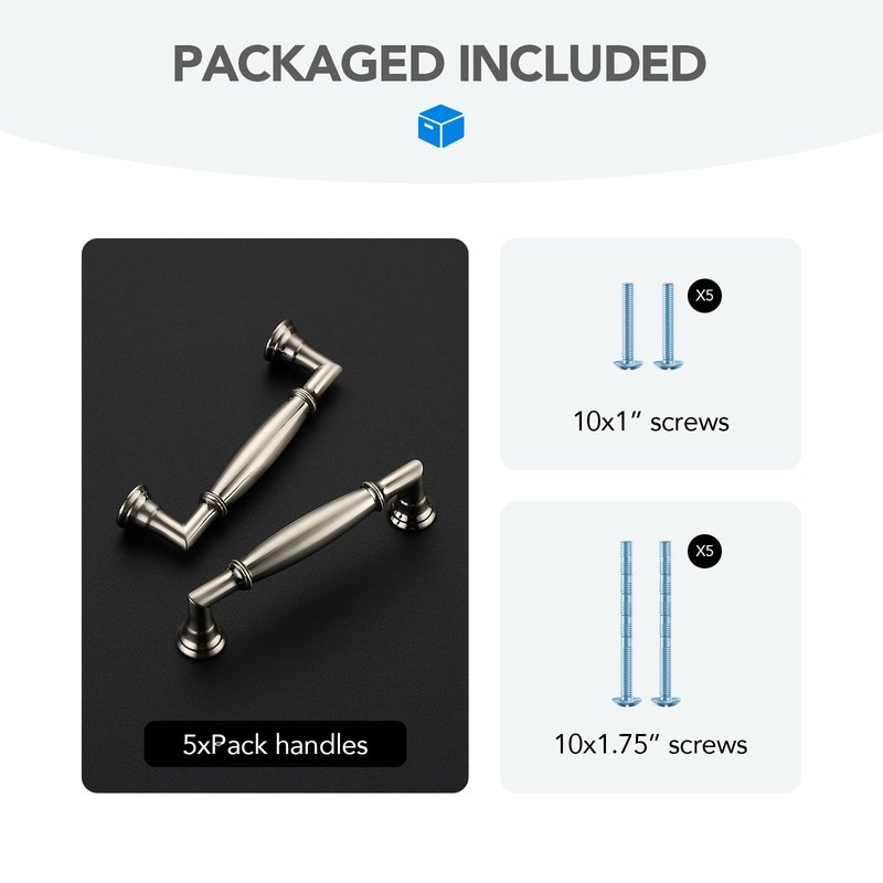 HOME EDIT 5 Pack 3 Inch Brushed Nickel Cabinet Handles Solid Zinc Alloy Pulls for Kitchen, Dresser, Closet & Bathroom Cabinets Hardware