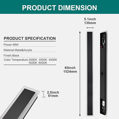 2 Pack Long Outdoor Led Wall Light for House,60 inch Modern Large Outdoor LED Wall Lights,Dimmable Outside Long Linear Light Fixture,Exterior Long Linear Light for Porch,Patio,Garage,Enterway