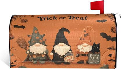 Mailbox Covers Gnomes Halloween Pumpkin Gnomes Halloween Pumpkin Magnetic Letter Post Box Cover Standard Size 25.5 x 21 Inch Garden Yard Home Decorative