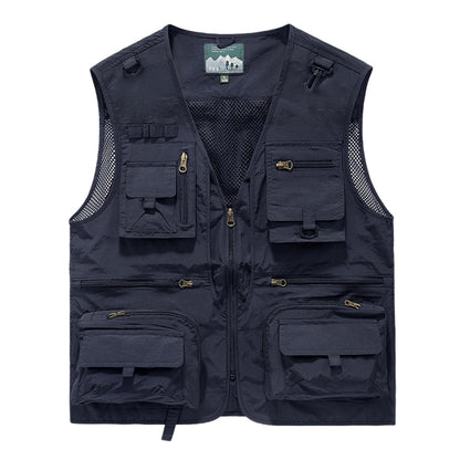 Men's & Youth Outdoor Fishing Vest,Dark Blue Work Safari Travel Photography Vests,Family Matching Hiking Waistcoat,4XL(US L)