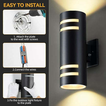 Dusk to Dawn Outdoor Lighting 2 Pack, Modern Outdoor Wall Lights Black Exterior Lighting Fixtures Wall Mount with E26 Base, Waterproof Outside Sconce Lights for House Porch, Bulbs Include