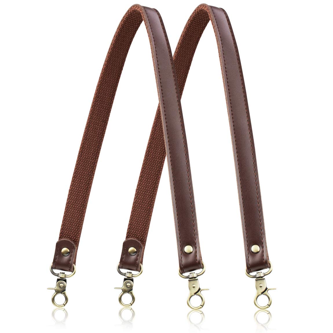 Allzedream Genuine Leather Purse Strap Sewing Canvas Replacement Handbag Shoulder Bag 2 Pcs (Coffee)