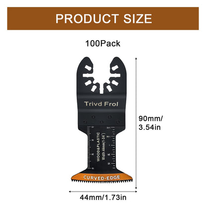 Trivd Frol 100Pcs Curved-Edge Oscillating Tool Blades Professional Universal Oscillating Saw Blades Wood Multitool Blades Compatible with Dewalt, Milwaukee, Ryobi, Rockwell, Bosch