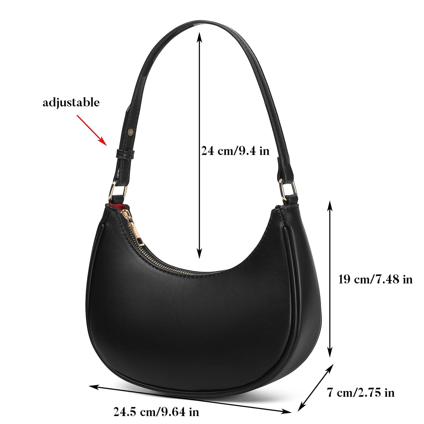 Barabum Small Shoulder Bag for Women Crescent Purse Y2K Trendy Clutch Handbags