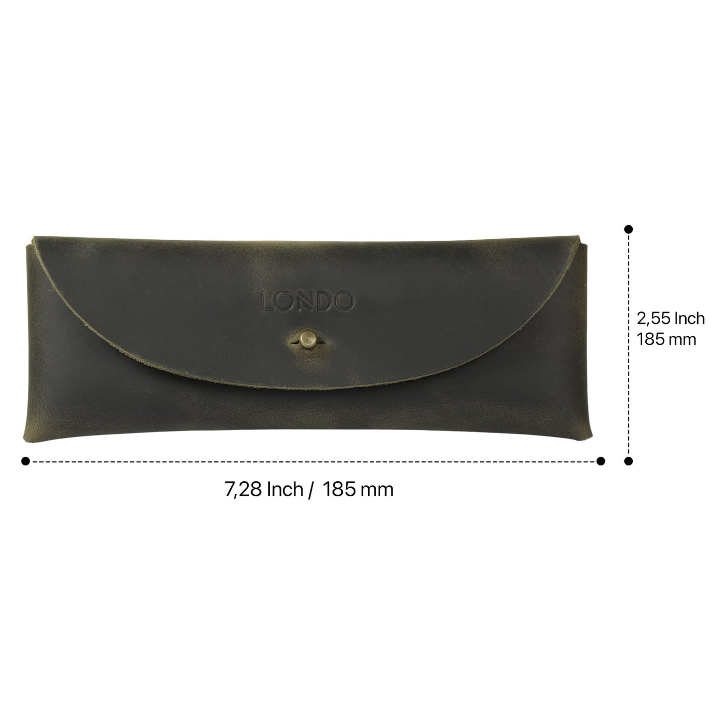 Londo Genuine Leather Retro Pen and Pencil Case - Metal Snap Fastener, Pencil Pouch Stationery Bag