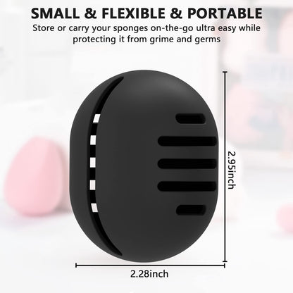 2 Pcs Makeup Sponge Holder,Double-Sided Breathable Silicone Beauty Blender Holder for Travel or Daily,Shatterproof Make-up Travel Case Quick Drying Easy to Carry,Grey+Pink