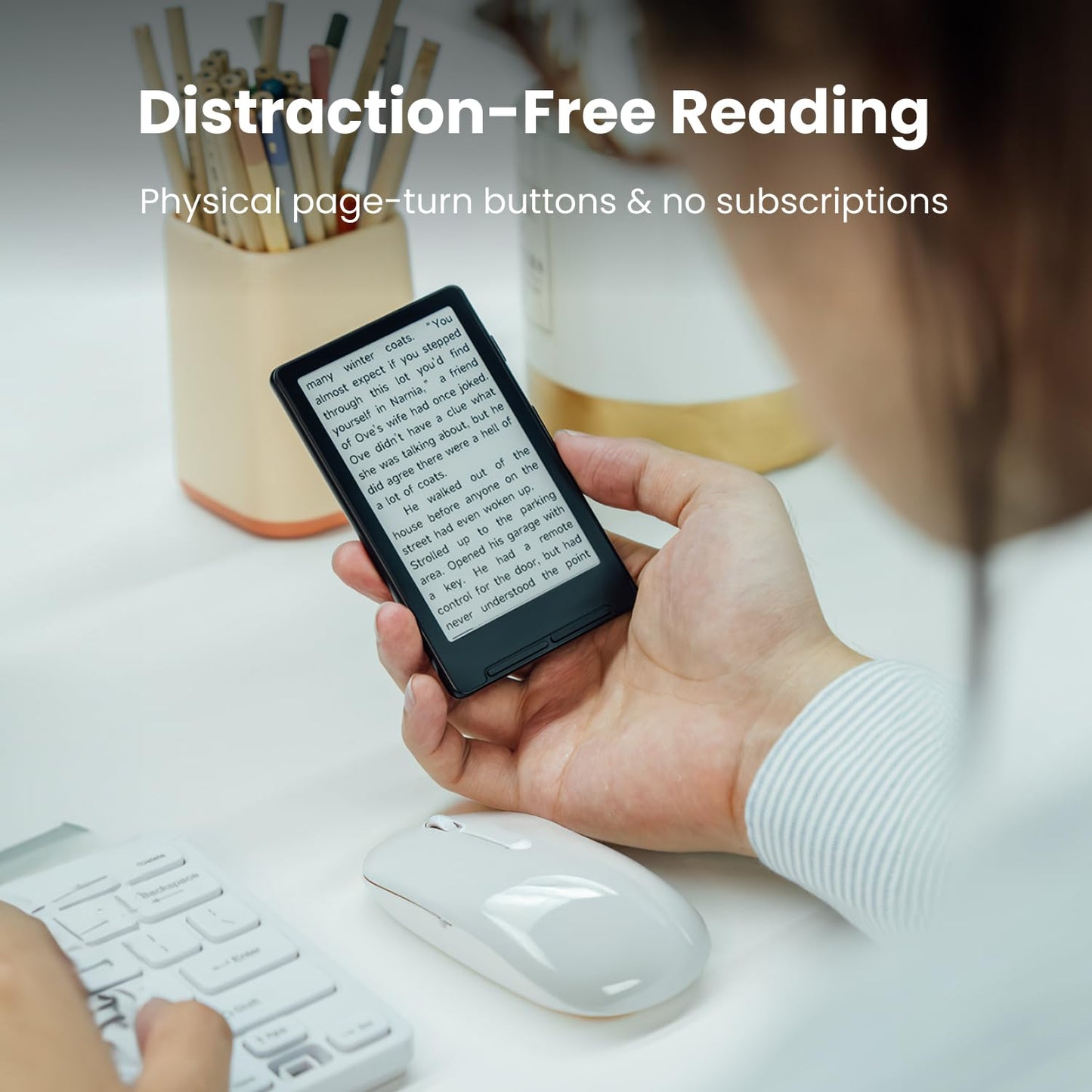 XTEINK X4 E-Book Reader (Developer Edition), 4.3" Pocket E-Ink eReader, Physical Page-Turn Buttons, Ultra-Thin 0.23" & 2.72 oz, Magnetic-Ready Design, Distraction-Free Reading, 16GB, Mist Gray