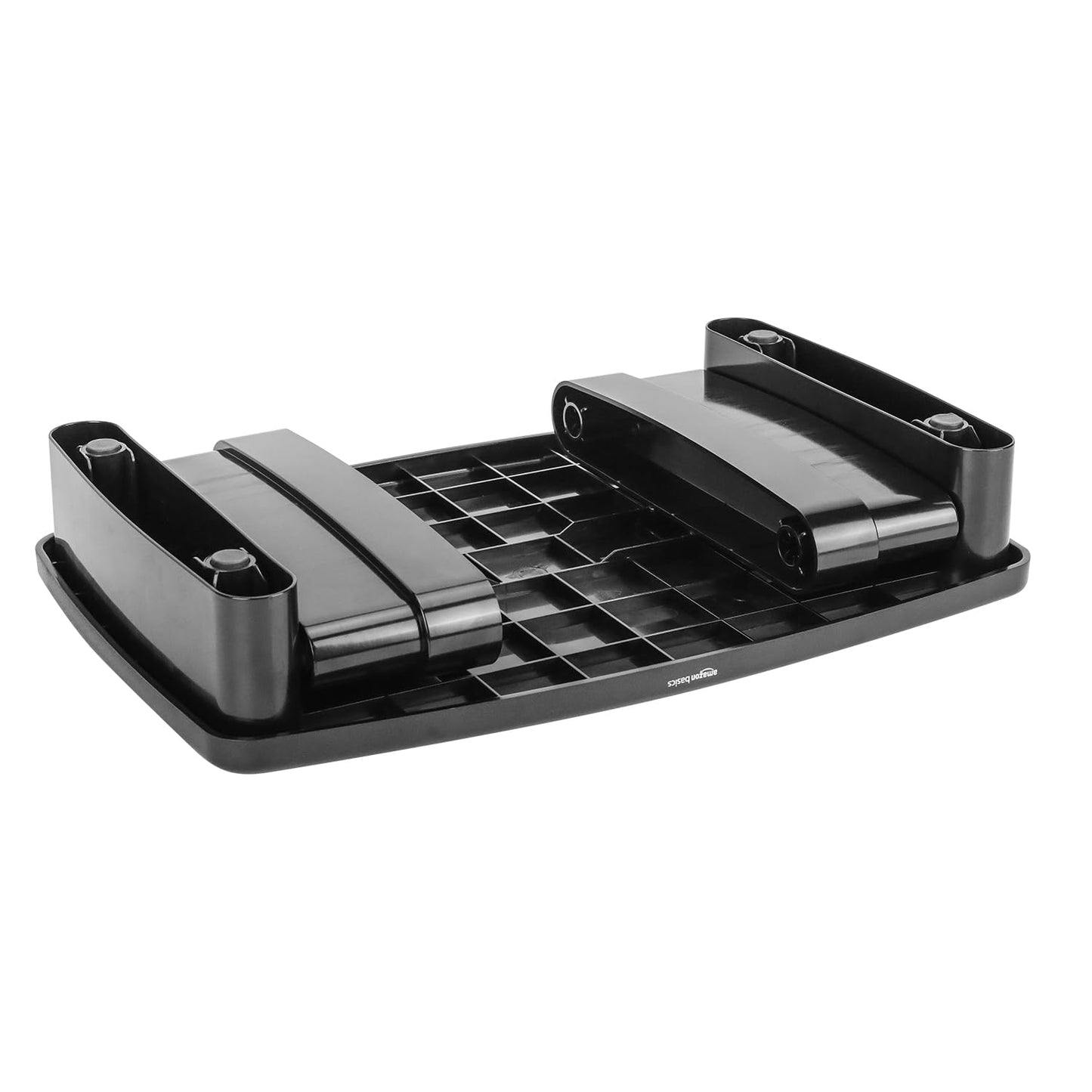 Amazon Basics Height Adjustable Rectangular Computer Monitor Riser Desk Stand with Storage for Reduced Neck Strain - Fits Monitors, Laptops Up to 22lbs, Black