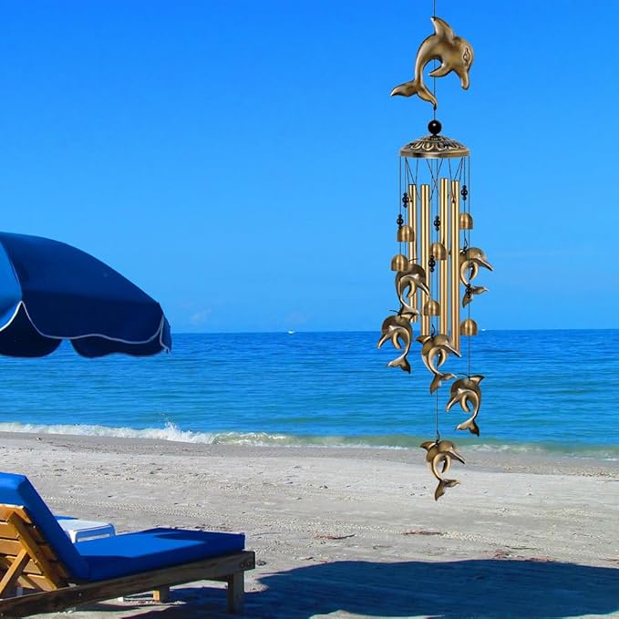 Dolphin Wind Chimes Decor, Mobile Blessing Wind Bells Decorate, Sympathy Wind Catcher, Memorial Gifts for Mom, Grandma, Woman (Housewarming/Outside/Indoor/Home/Room/Porch/Yard/Garden Decoration)