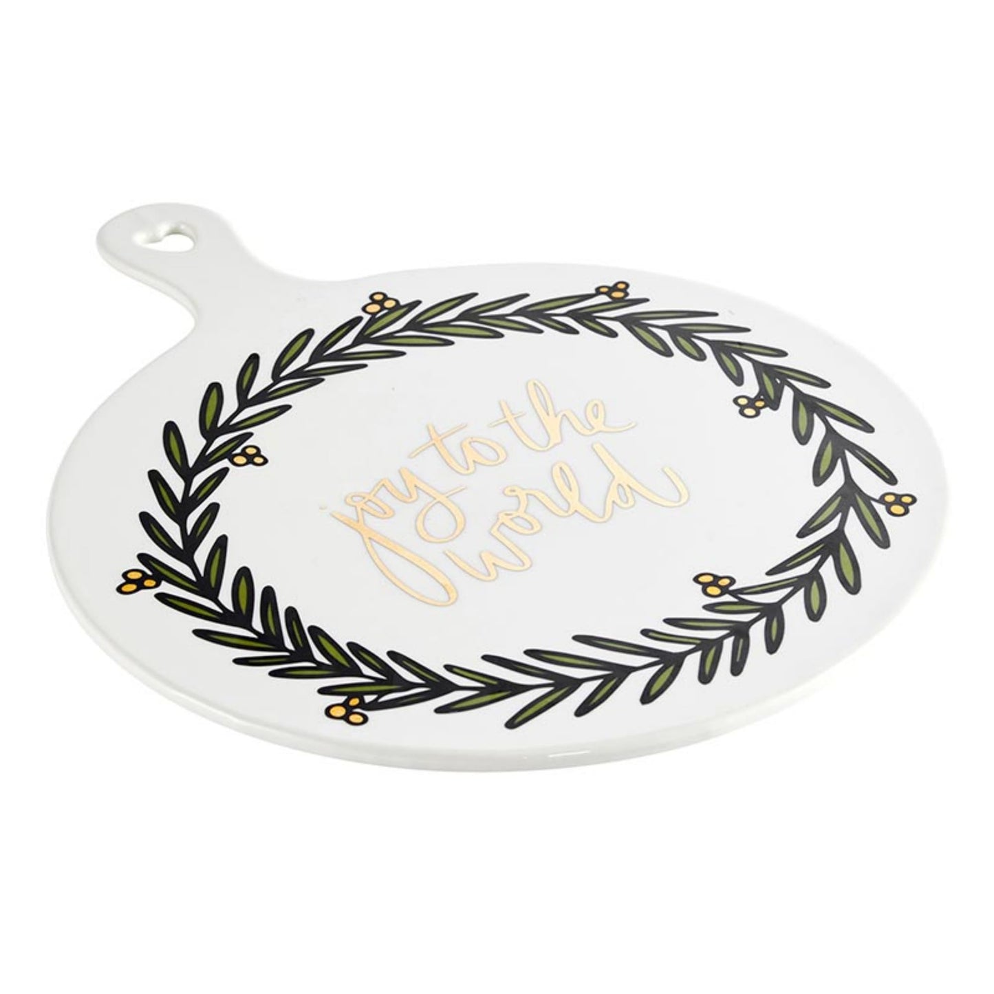 Santa Barbara Design Studio Cheese Plate - Ceramic Christmas Snack Dessert Tray, 13" x 10", Joy To The World