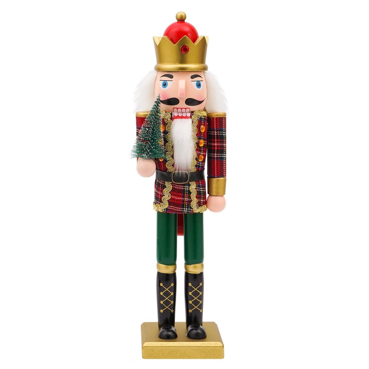 Tngan Nutcracker Christmas Decor, 14 inch Wooden Nutcrackers Figures, Handcrafted Collectible Christmas Nutcracker Decor for Tabletop, Shelves Ornaments(Christmas Tree)