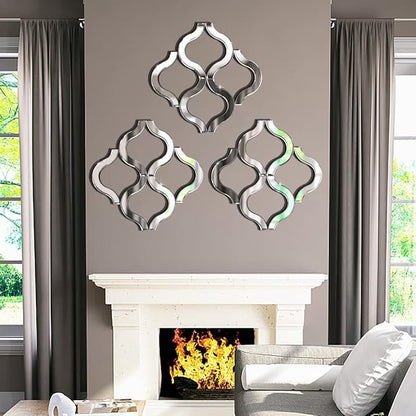 DMDFIRST Arc-Shaped Decorative Wall Mirror Silver Color 20”x20” Large, Exquisite Bevelled Gorgeous Glam Accent Decor Mirror, Unique Modern Fashion Hand Craft Mirror Wall Decor Chic Mirror
