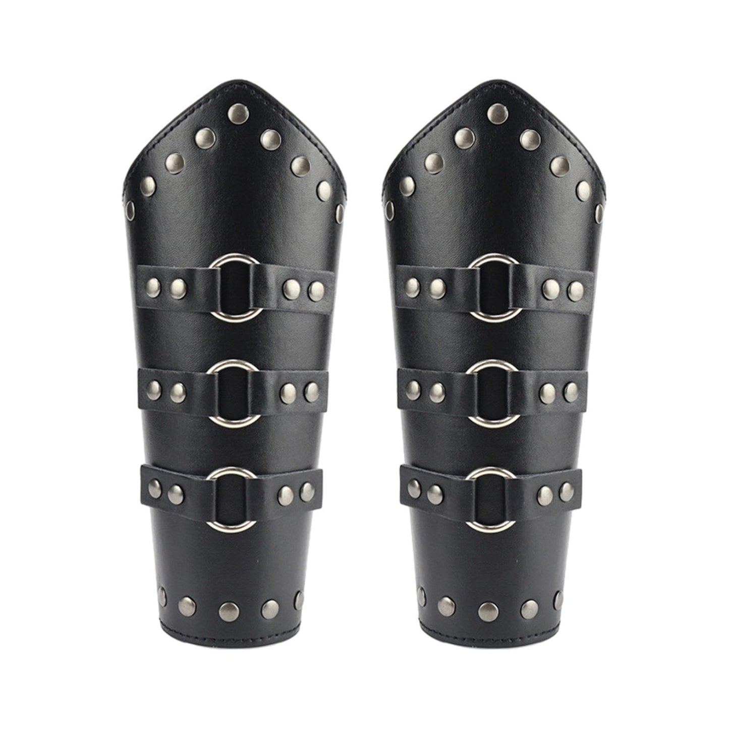 1Pair Adults Faux Leather Arm Guards Bracers Cosplay Leather Arm Gauntlet Wristband Wrist Armor Medieval Belt Leather Buckle Bracers for Men Women(COLOR:black)