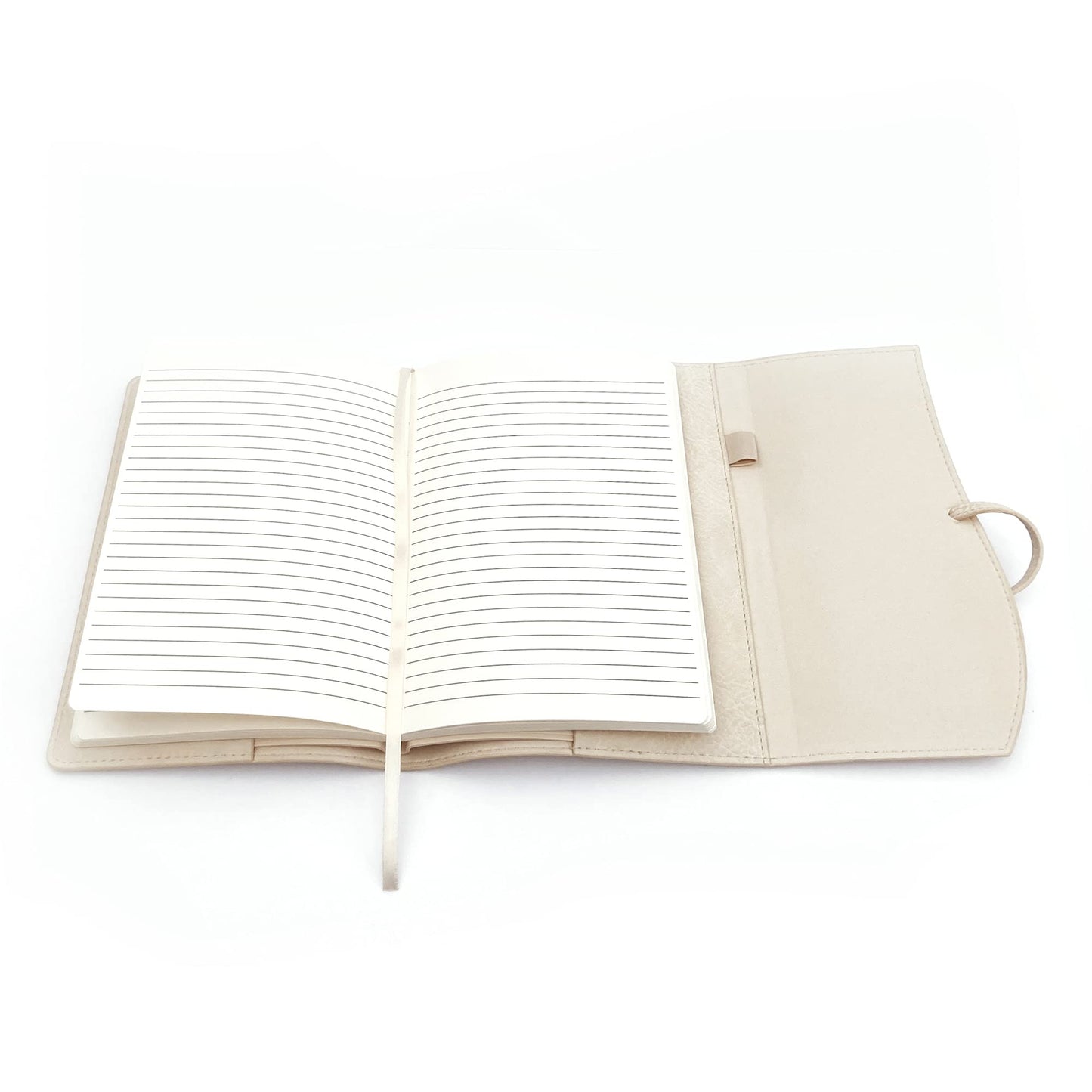 Bekah Rose Leather Journal for Women Refillable Faux Leather Cover with A5 Lay-flat Bound Journals | Personal Wrap Style Notebook Diary for Women (Ivory White 6x8, Lined Paper)
