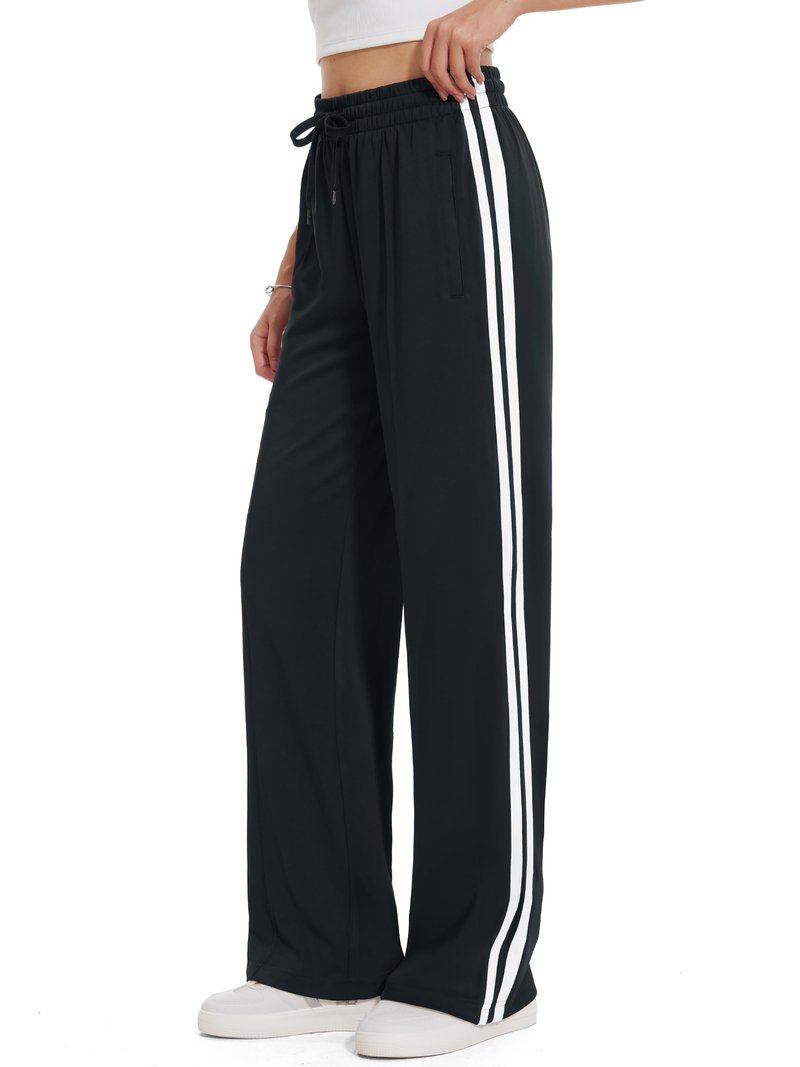Tapata Women's 32" Inseam Long Track Pants Loose Straight Leg Jogging Sweatpants Warm-Up Sports Athletic Running, Black, XL