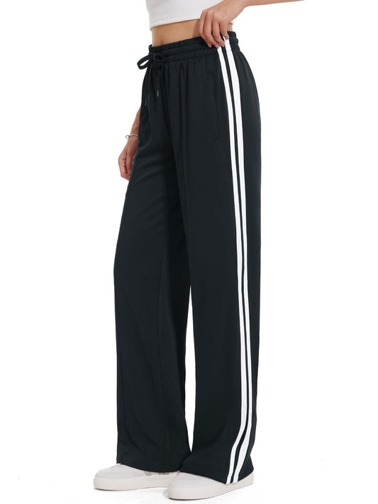 Tapata Women's 32" Inseam Long Track Pants Loose Straight Leg Jogging Sweatpants Warm-Up Sports Athletic Running, Black, XL