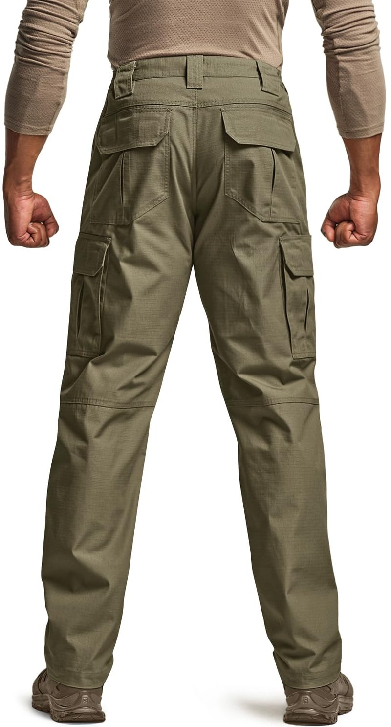 CQR Men's Tactical Pants, Water Resistant Ripstop Cargo Pants, Lightweight EDC Work Hiking Pants, Outdoor Apparel, Raider Soil Green, 36W x 30L