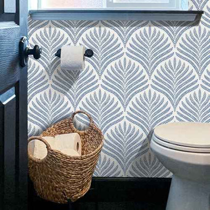 Cohoo Home Blue and White Peel and Stick Wallpaper Modern Navy Blue Contact Paper for Cabinets Drawers Boho Self-Adhesive Wallpaper Geometric Contact Paper Bathroom Bedroom Waterproof 17.3inW 78.7inL