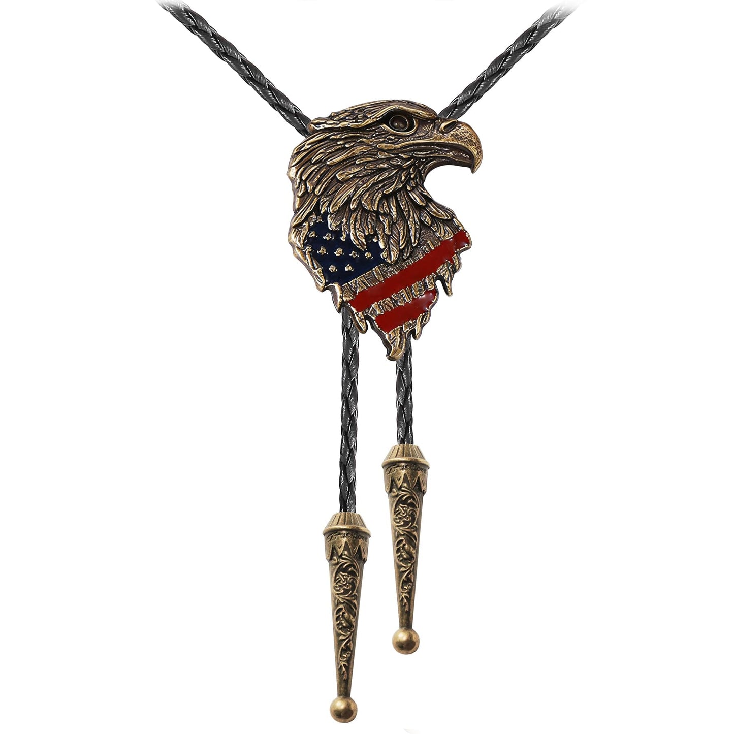 HLYMPONY 250th Anniversary of USA Eagle Bolo Tie, Western Cowboy Patriotic Accessory for Men (Bronze)