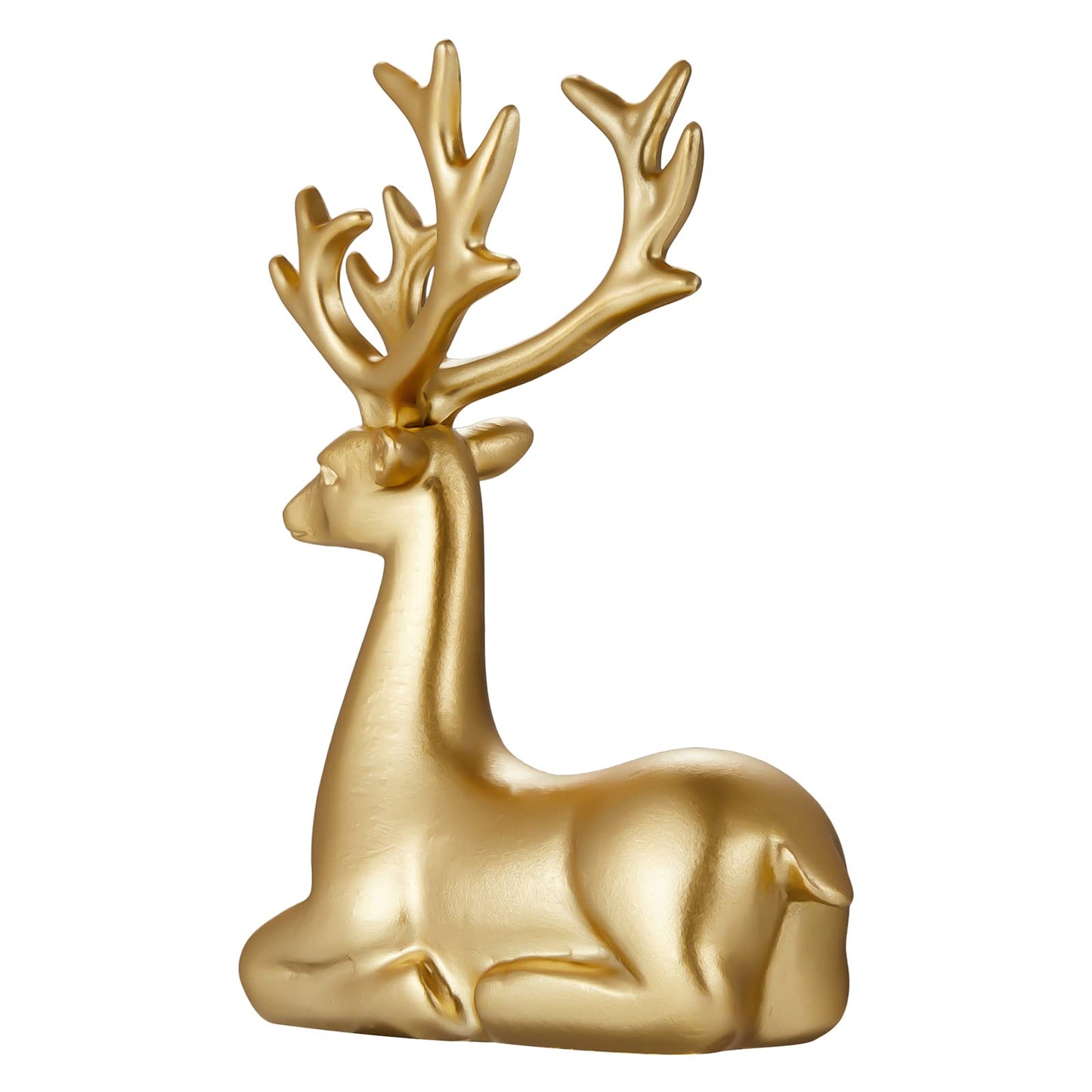 Christmas Decoration 2PCS Reindeer Resin Ornaments Mother Child Deer Couple Deer Sculpture used for Living Room Bookshelf Bedroom Wine Cabinet Decoration to Enhance Atmosphere (Gold Smooth)