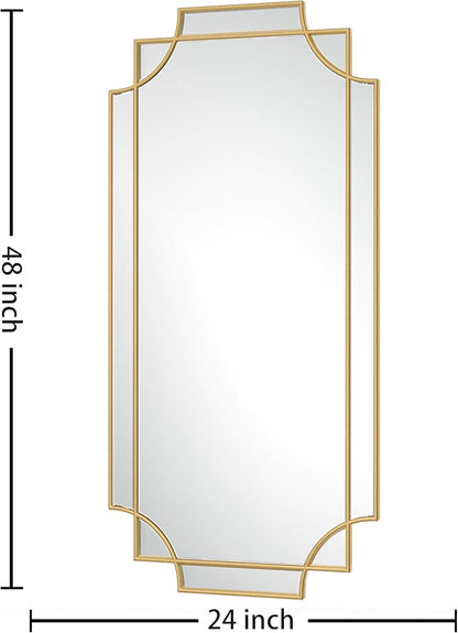 Bathroom Mirror for Wall Gold Farmhouse Wall Vanity Mirror for Over Sink Wood Framed Beveled Mirrors Deco（24 * 48IN/Gold）