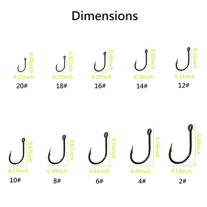 Gxamz 1000pcs 600pcs 300pcs Small Fish Hooks for Freshwater, 10 Specifications of Trout Fishing Hook Set (1000pcs, Black)