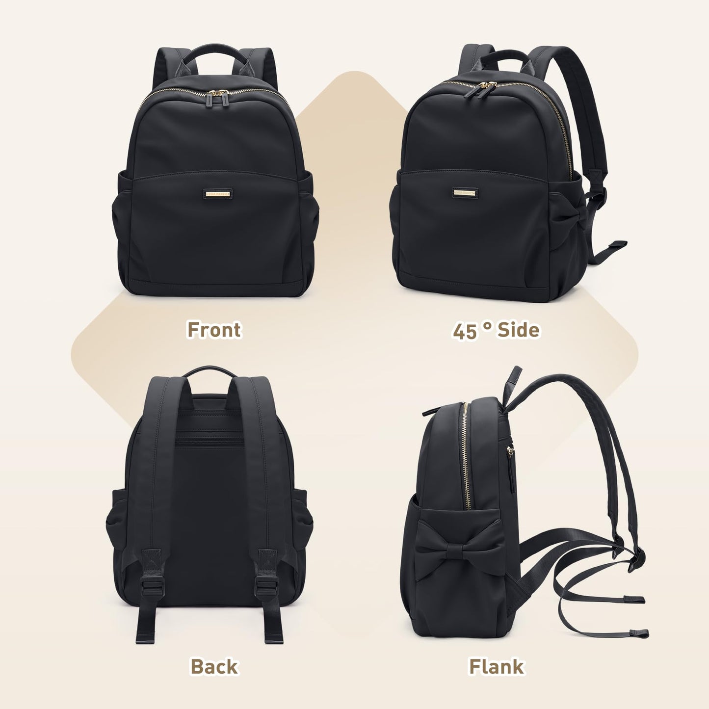 GOLF QUALITY Mini Backpack for Women Small Backpack Purse Cute Stylish Lightweight Daypack for College Work Travel Party,12.9Inch,Classic Black