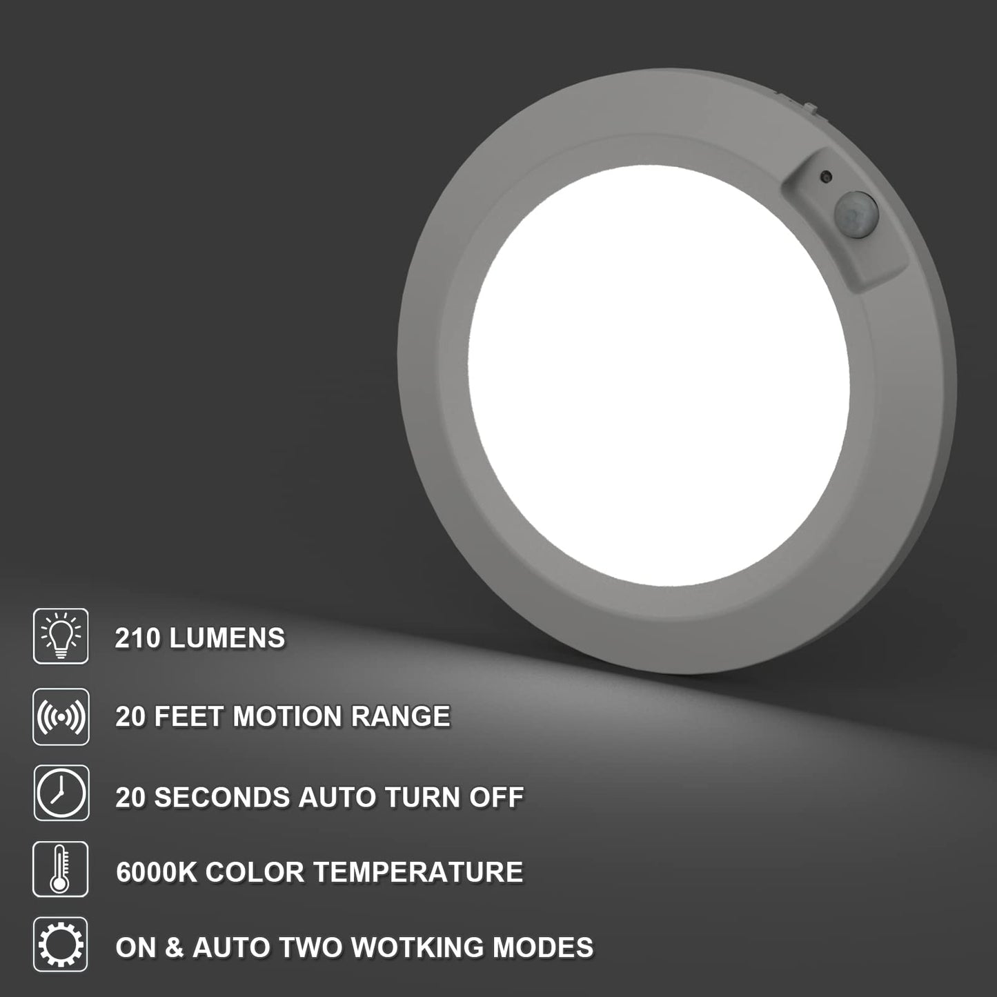 Awanber Motion Sensor Battery Powered Night Light, Closet Light with Motion Activated Wireless LED Lights Battery Operated for Pantry Shed Bathroom Attic Stair - 210LM 6000K Cool White (Pack of 2)